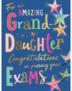 Granddaughter Exam Card. Congratulations On Passing Your Exams. 19x13cm (8x6 Inches)