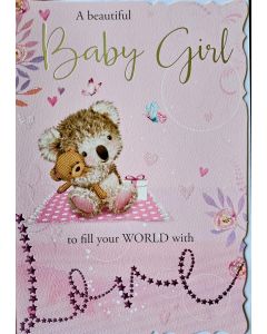 A Beautiful Baby Girl. On The Birth Of Your Baby Girl Congratulations Card 19.5cm x 13.5 cm
