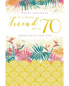 To A Special Friend 70th Birthday Card. 23x15cm