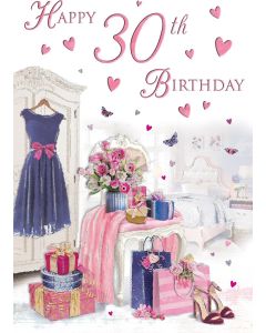Happy 30th Birthday Card For Female. 23x15cm