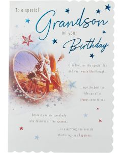 Grandson Birthday Card, 23x15cm (9x6 Inches)