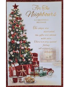 For The Neighbours A Christmas Message Card. 23x13cm