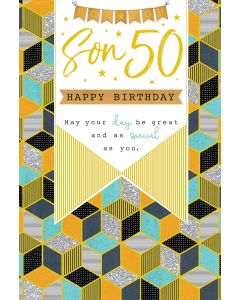 Son 50th Birthday Car. Age 50. 23x15cm