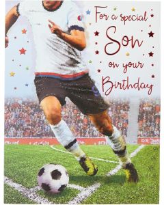  Birthday Card Son. Football Design. 8 x 6 inches