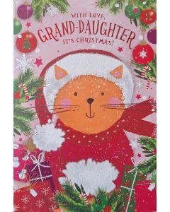 With Love, Grand-Daughter It's Christmas! Card. 19x13cm (8x6 Inches)