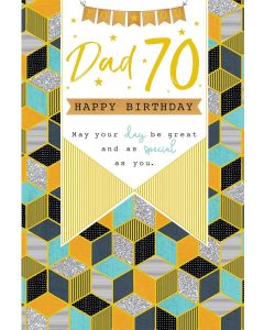 Dad 70th Birthday Card. Age 70. 23x15cm