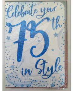 Mens/Male 75th Birthday Card. 19x13cm