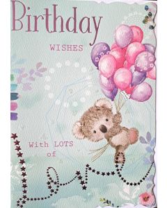 Birthday Wishes With Lots of Love. Open Birthday Card For Female. 19x13cm