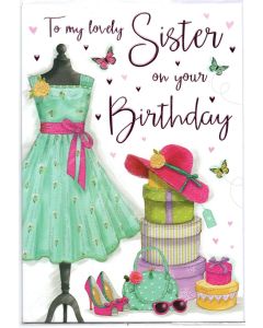 To A Lovely Sister On Your Birthday. 23x15cm