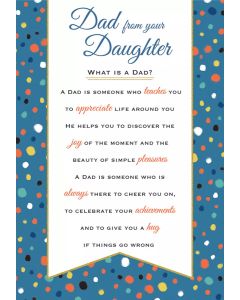 Father's Day From Daughter Card. Sentimental Design. 23x15cm