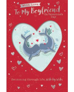 Valentine's Card. To My Boyfriend. 9x6 Inches (23x15cm)