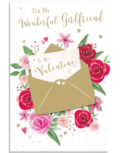 Valentine's Card For My Wonderful Girlfriend. 9x6 Inches (23x15cm)