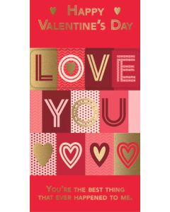 Valentine's Card, Happy Valentine's day Love You. Open Card. 23x12cm