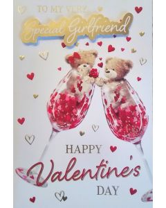 To My Very Special Girlfriend Happy Valentine's Day Card. 23x15cm (9x6 Inches)