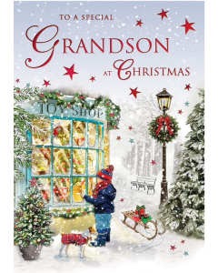 To A Special Grandson At Christmas Medium Card 15x25cm (6x9inches)